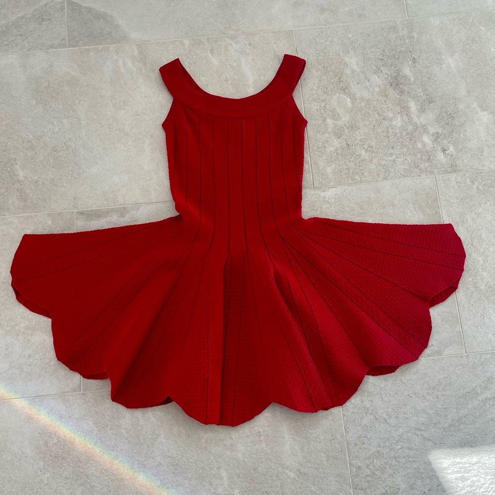 WINTER SALE! Cute & Flirty Jonathan Simkhai Off Shoulder Pointelle Red Dress XS - Picture 4 of 15